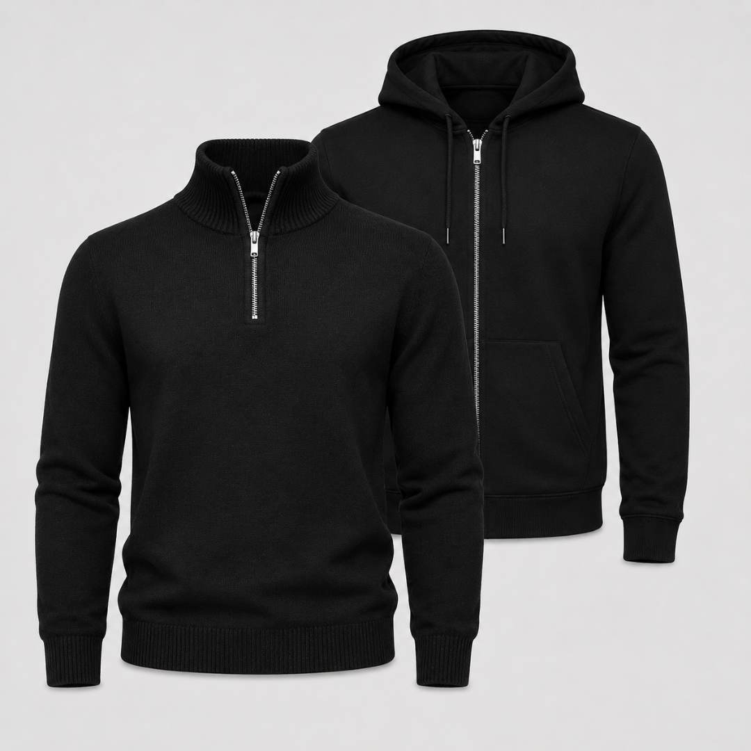 Premium Half-Zip Pullover + Winterjacke Set – Komfortabel und Modern